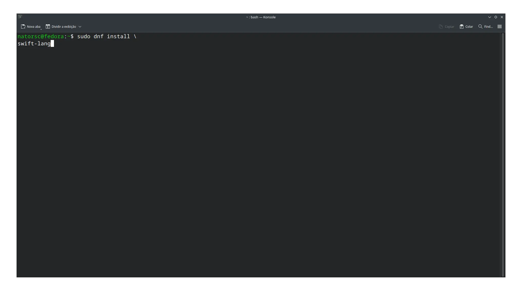 Instalando a linguagem de programação Swift na distribuição Linux Fedora.